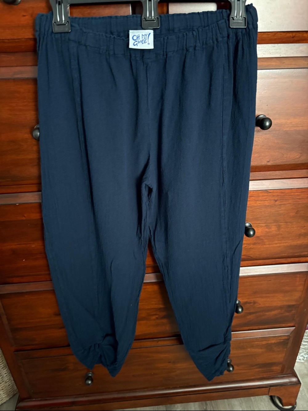 Oh My Gauze! Essie , Navy Women’s elastic waist pants